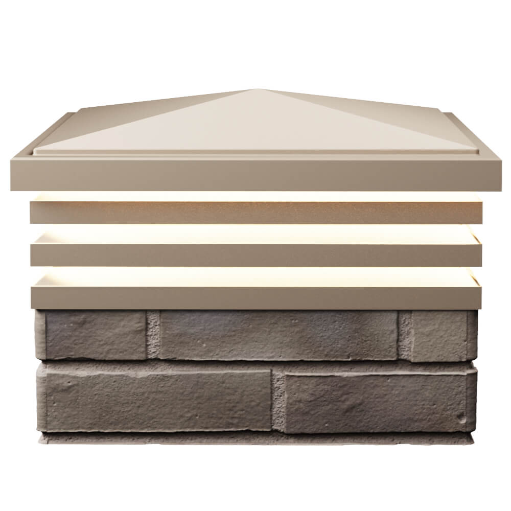 Колпак Zking Бона ХайТек Бежевый на столб 1.5х1.5 кирпича (385х385мм) с подсветкой в Владикавказе фото