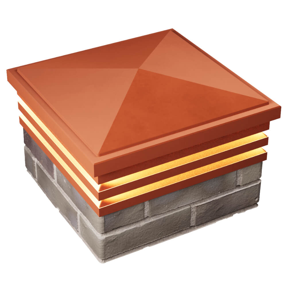 Колпак Zking Бона ХайТек Красный на столб 1.5х1.5 кирпича (385х385мм) с подсветкой в Владикавказе фото