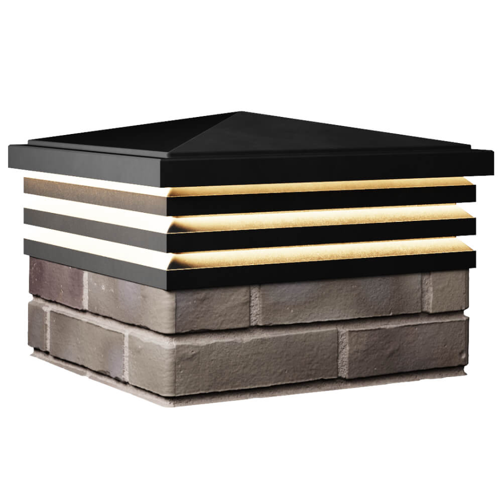 Колпак Zking Бона ХайТек Черный на столб 1.5х1.5 кирпича (385х385мм) с подсветкой в Владикавказе фото