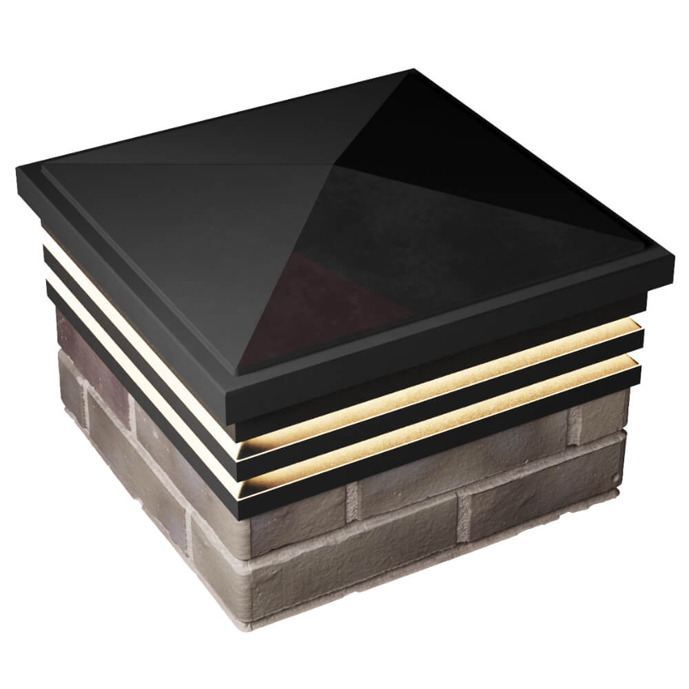 Колпак Zking Бона ХайТек Черный на столб 1.5х1.5 кирпича (385х385мм) с подсветкой в Владикавказе фото