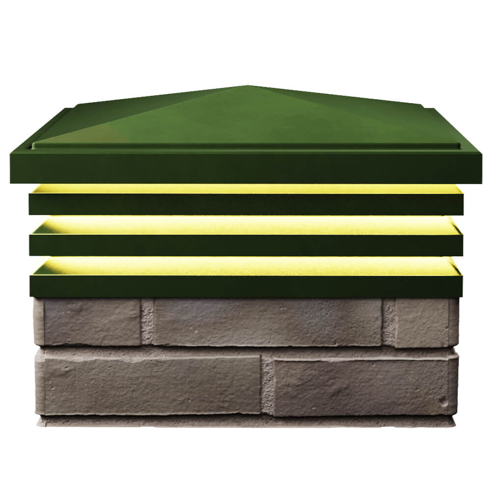 Колпак Zking Бона ХайТек Зеленый на столб 1.5х1.5 кирпича (385х385мм) с подсветкой в Владикавказе фото