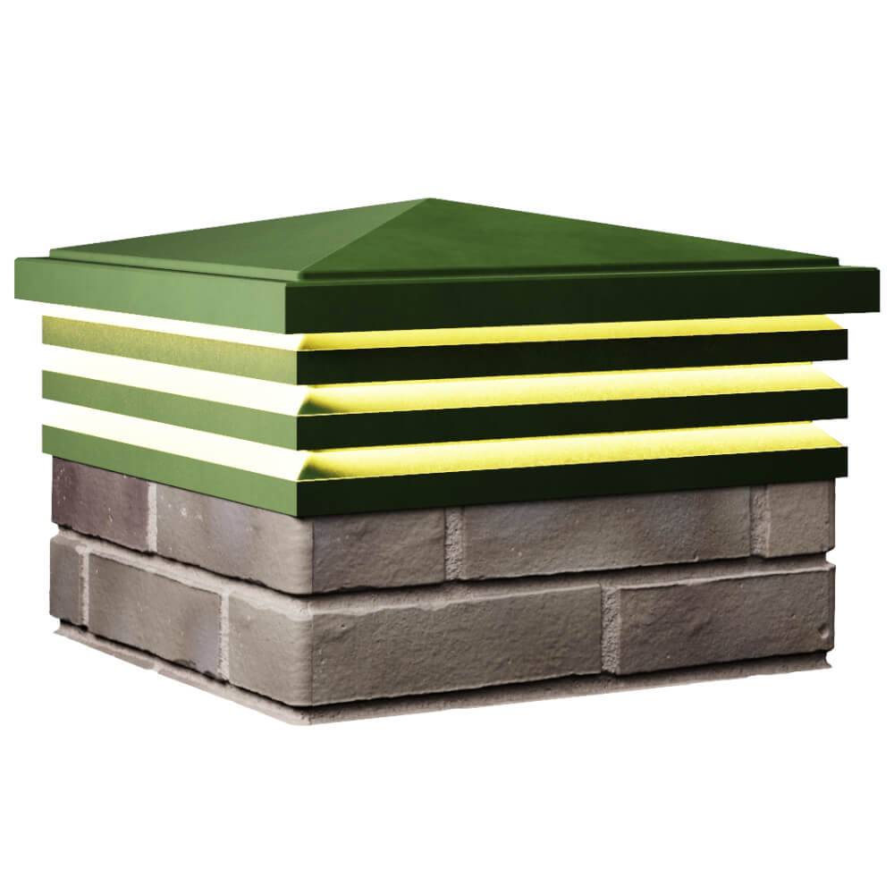 Колпак Zking Бона ХайТек Зеленый на столб 1.5х1.5 кирпича (385х385мм) с подсветкой в Владикавказе фото