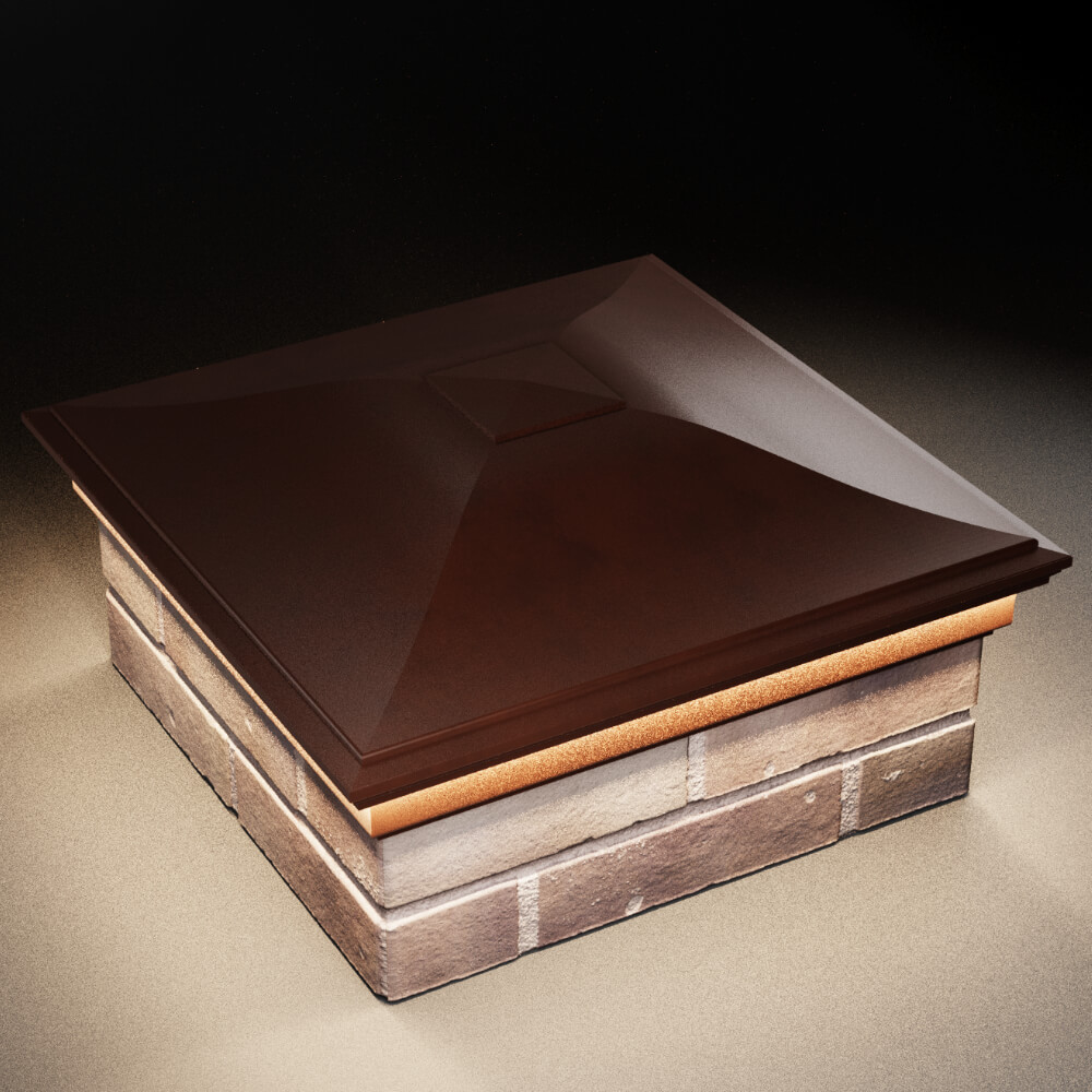 Колпак Zking Монблан Коричневый на столб 2х2 кирпича (515х515мм) c подсветкой в Владикавказе фото