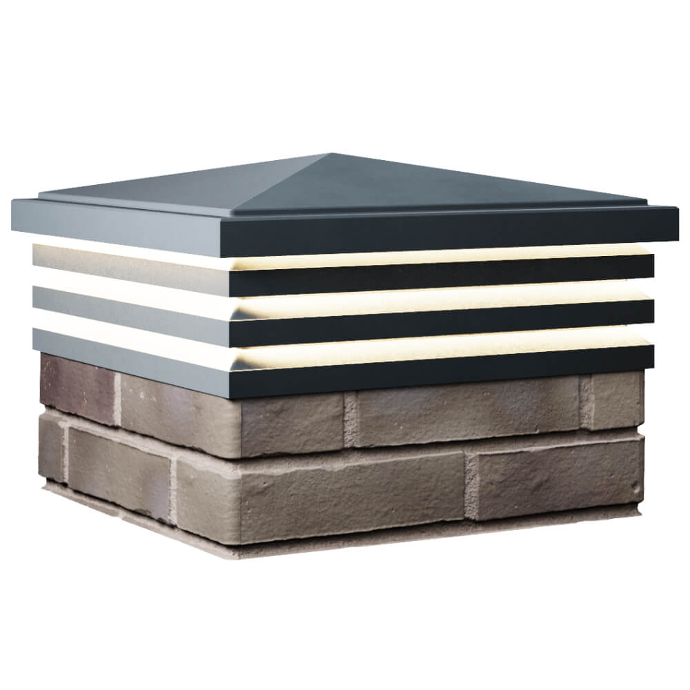 Колпак Zking Бона ХайТек Серый на столб 1.5х1.5 кирпича (385х385мм) с подсветкой в Владикавказе фото