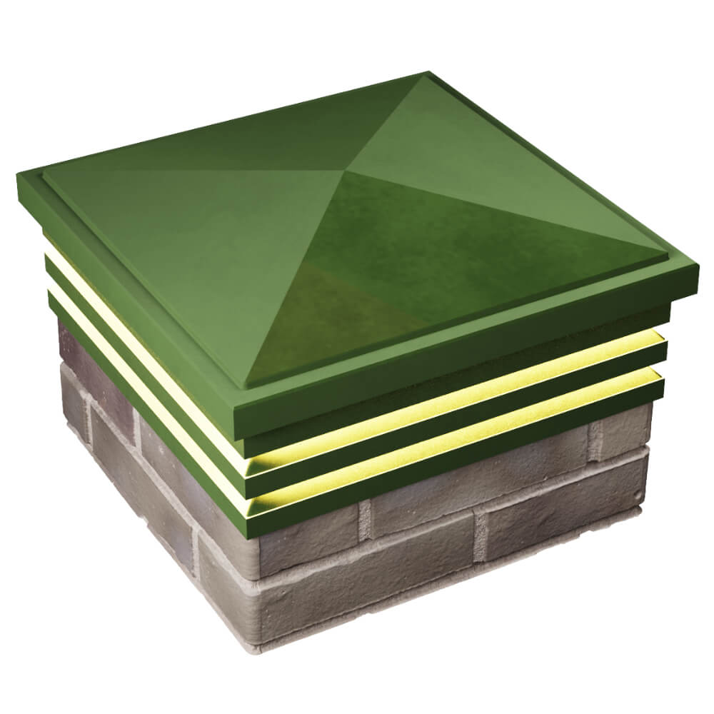 Колпак Zking Бона ХайТек Зеленый на столб 1.5х1.5 кирпича (385х385мм) с подсветкой в Владикавказе фото