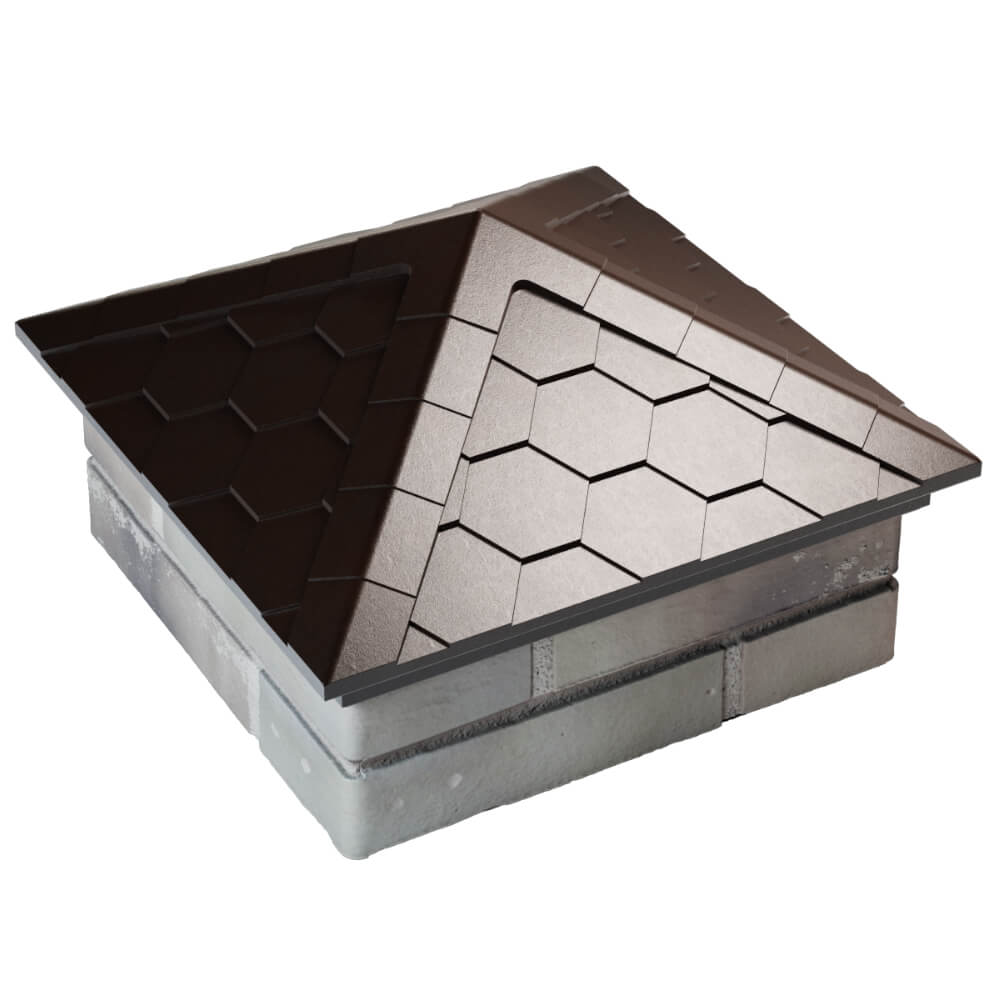 Колпак Zking Эверест Коричневый на столб 1.5х1.5 кирпича (390х390мм) в Владикавказе фото