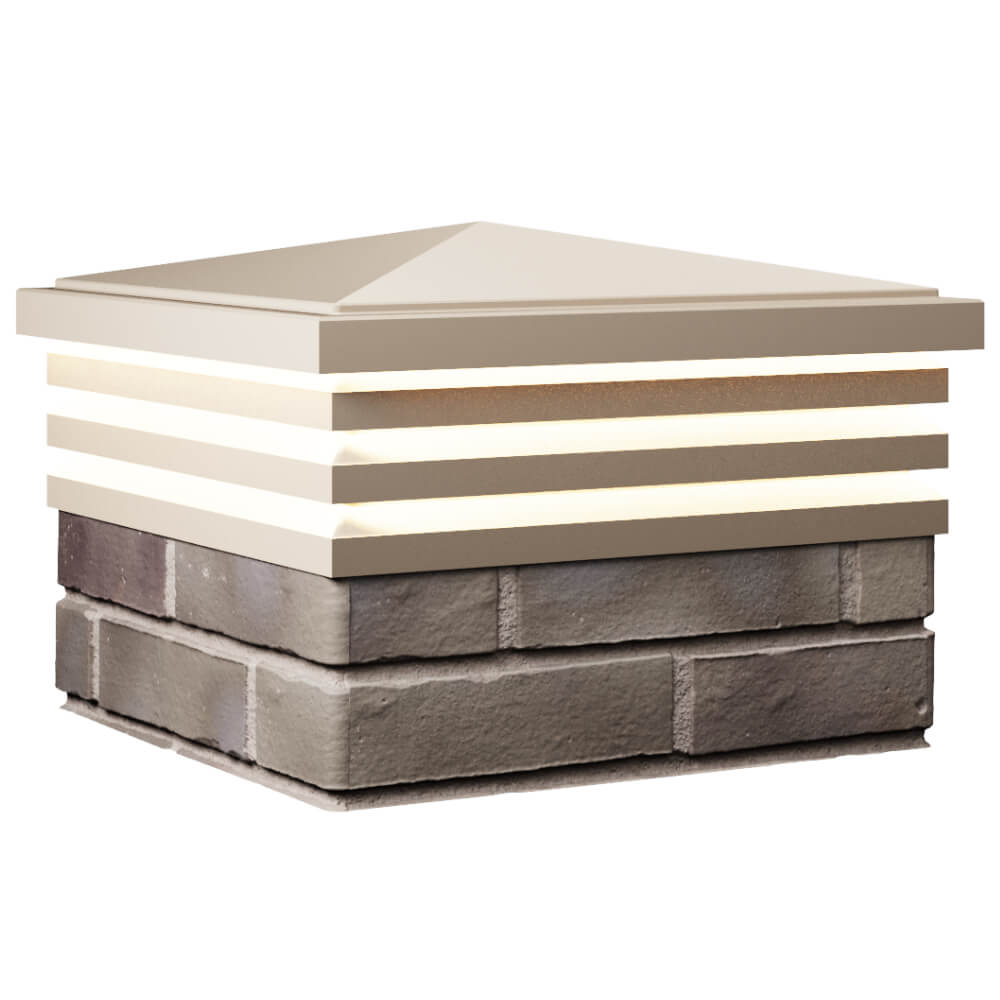 Колпак Zking Бона ХайТек Бежевый на столб 1.5х1.5 кирпича (385х385мм) с подсветкой в Владикавказе фото