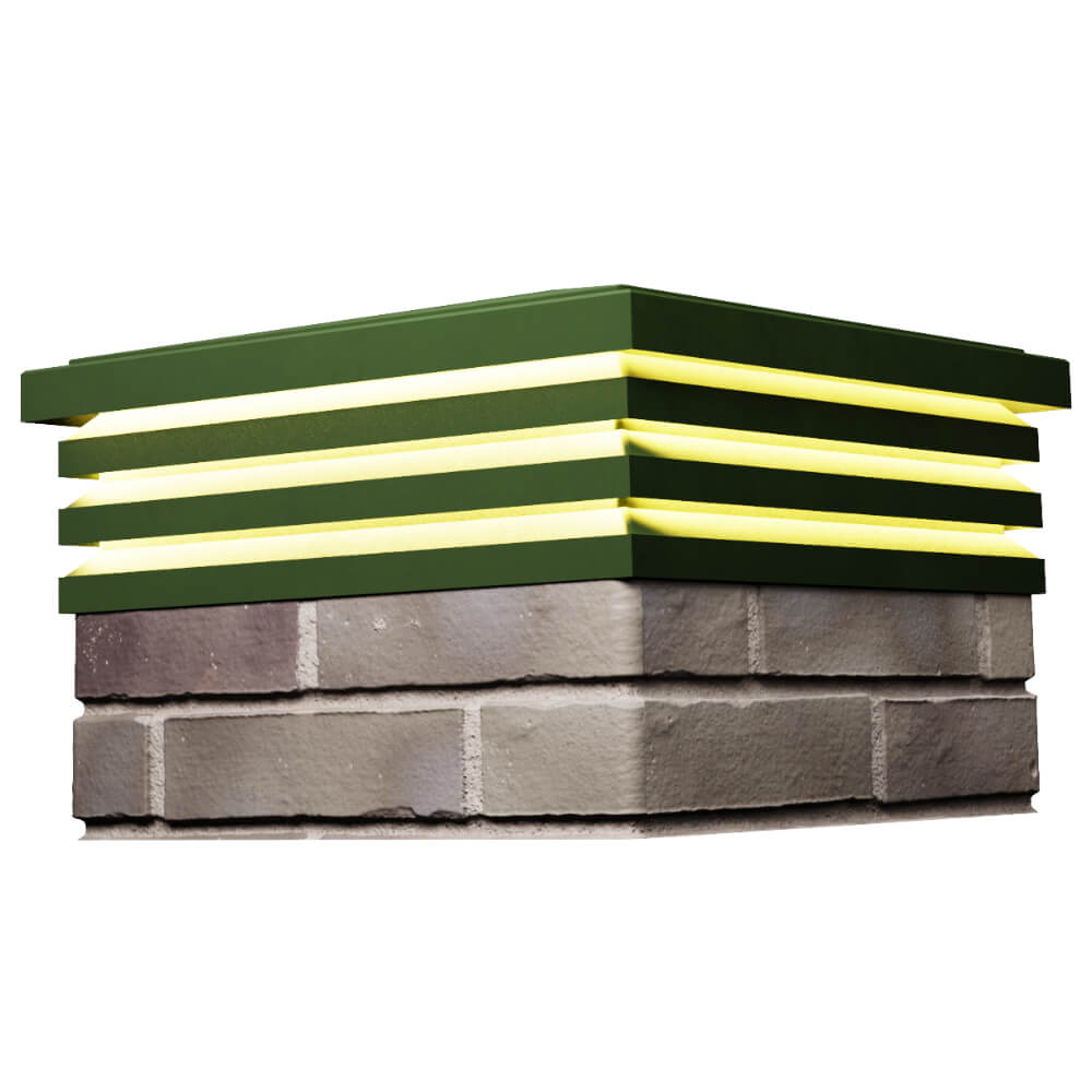 Колпак Zking Бона ХайТек Зеленый на столб 1.5х1.5 кирпича (385х385мм) с подсветкой в Владикавказе фото