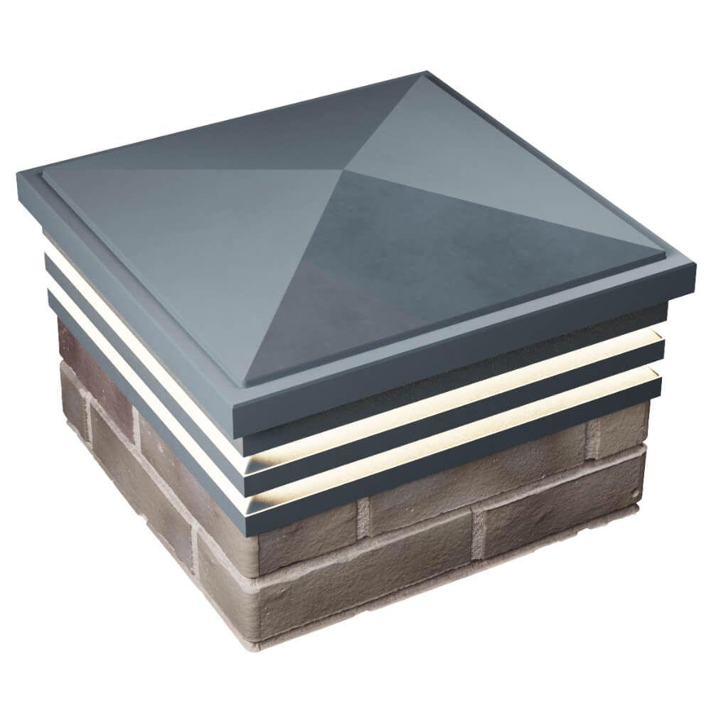 Колпак Zking Бона ХайТек Серый на столб 1.5х1.5 кирпича (385х385мм) с подсветкой в Владикавказе фото