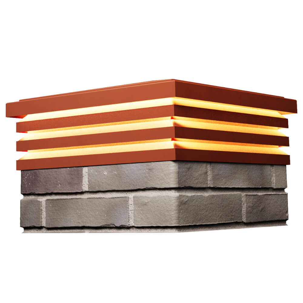 Колпак Zking Бона ХайТек Красный на столб 1.5х1.5 кирпича (385х385мм) с подсветкой в Владикавказе фото