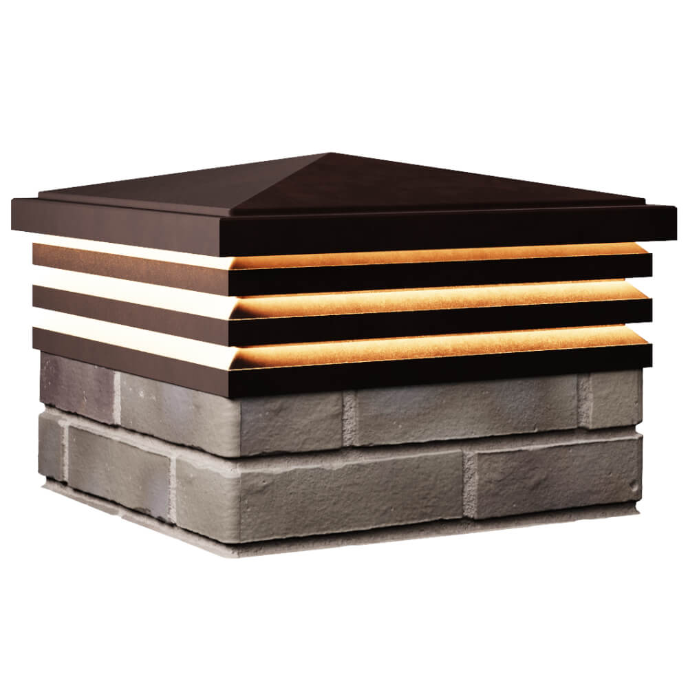 Колпак Zking Бона ХайТек Коричневый на столб 1.5х1.5 кирпича (385х385мм) с подсветкой в Владикавказе фото