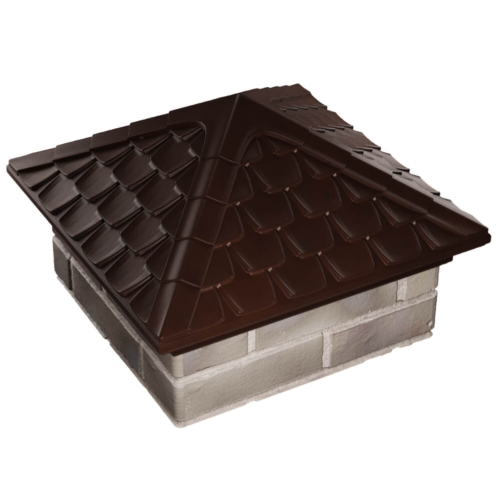 Колпак Zking Эльбрус Коричневый на столб 1.5х1.5 кирпича (385х385мм) в Владикавказе фото