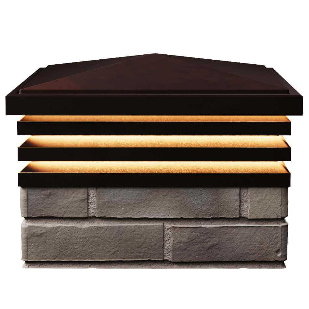 Колпак Zking Бона ХайТек Коричневый на столб 1.5х1.5 кирпича (385х385мм) с подсветкой в Владикавказе фото